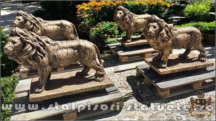 Statuetă leu mare în picioare, arămiu antichizat, model S33. (5)