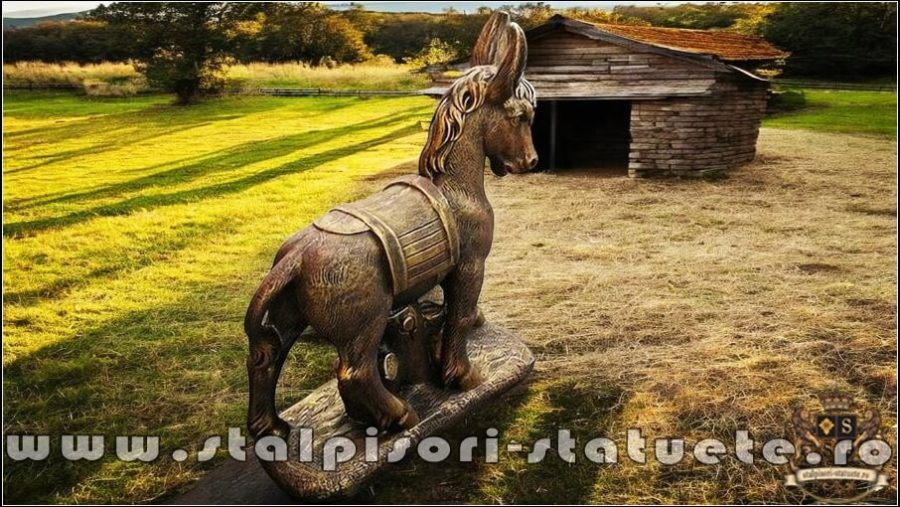 Statuetă măgăruș pe stativ, arămiu patinat, model S29. (4)