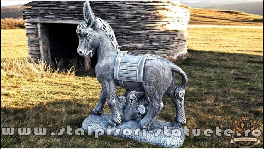 Statuetă măgăruș pe stativ, gri patinat, model S29. (3)