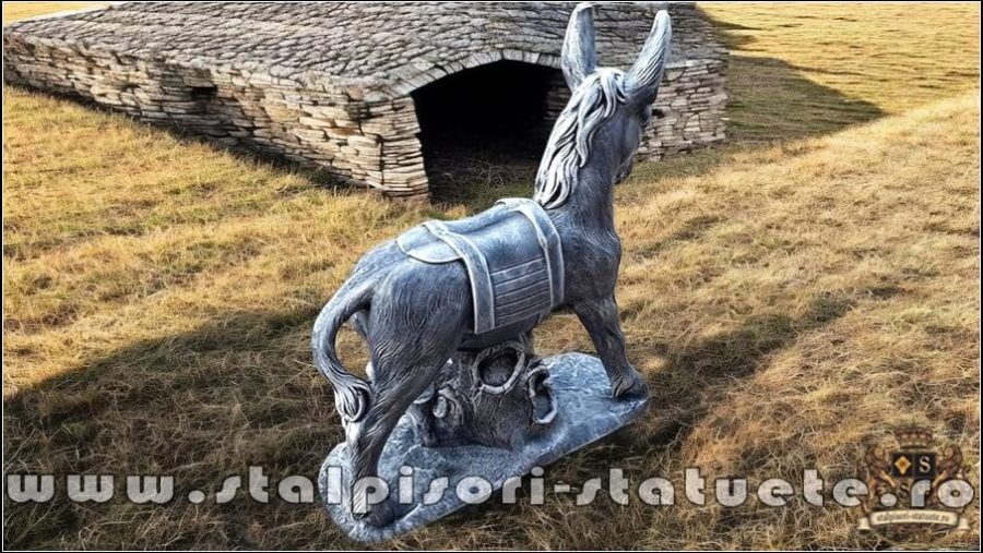 Statuetă măgăruș pe stativ, gri patinat, model S29. (4)