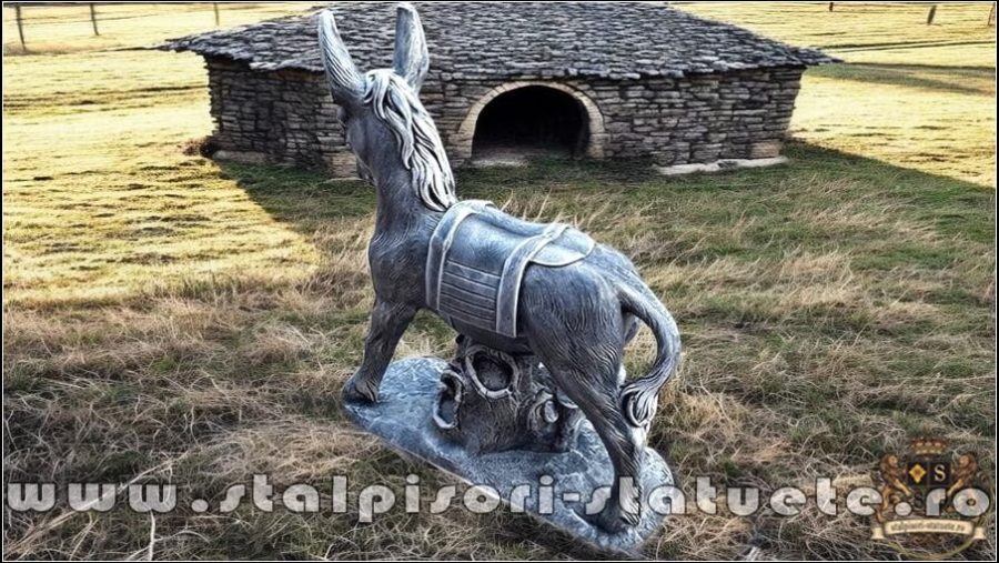 Statuetă măgăruș pe stativ, gri patinat, model S29. (5)
