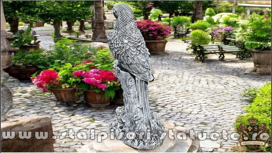 Statuetă papagal, gri patinat, model S79. (3)