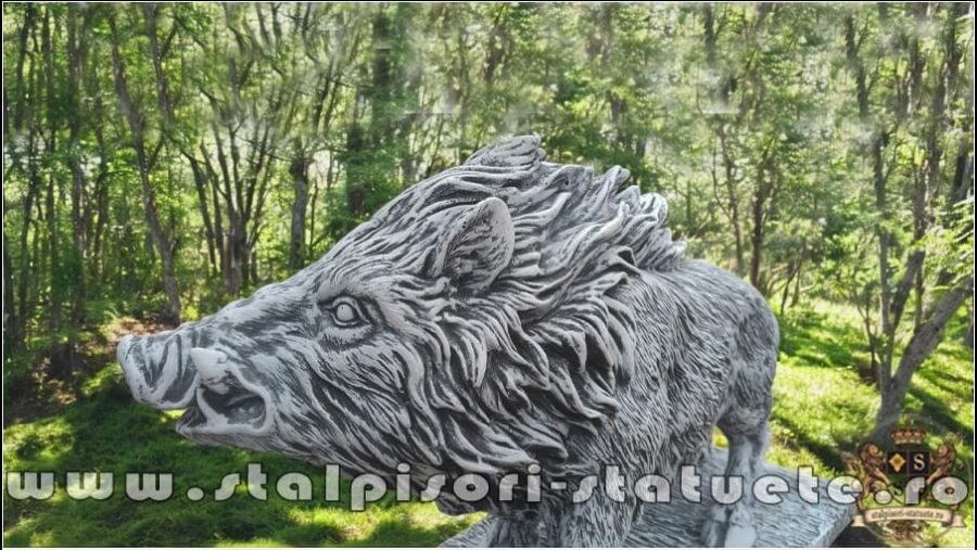 Statuetă porc mistrete, gri patinat, model S81. (2)