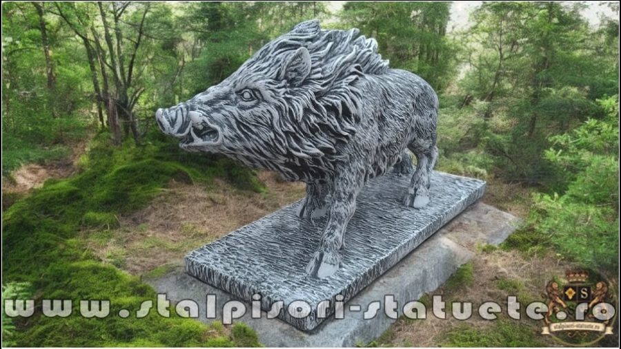 Statuetă porc mistrete, gri patinat, model S81. (3)