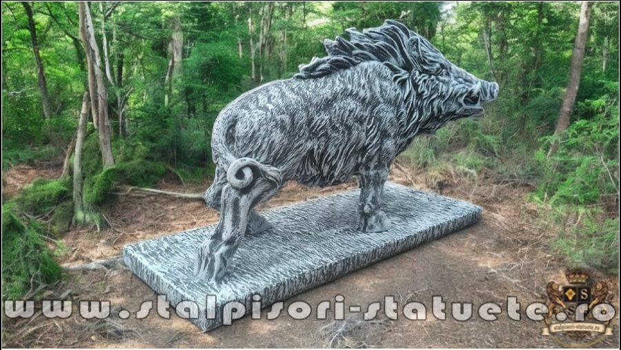 Statuetă porc mistrete, gri patinat, model S81. (4)