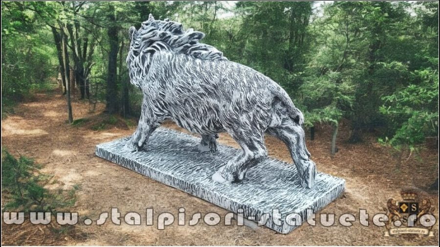 Statuetă porc mistrete, gri patinat, model S81. (5)