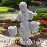 Set statuetă țărancuța grădinăreasă, alb marmorat, model S14.
