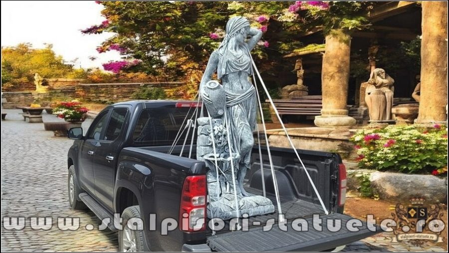 Statuetă țărăncuța la cișmea, gri patinat, model S51. (5)