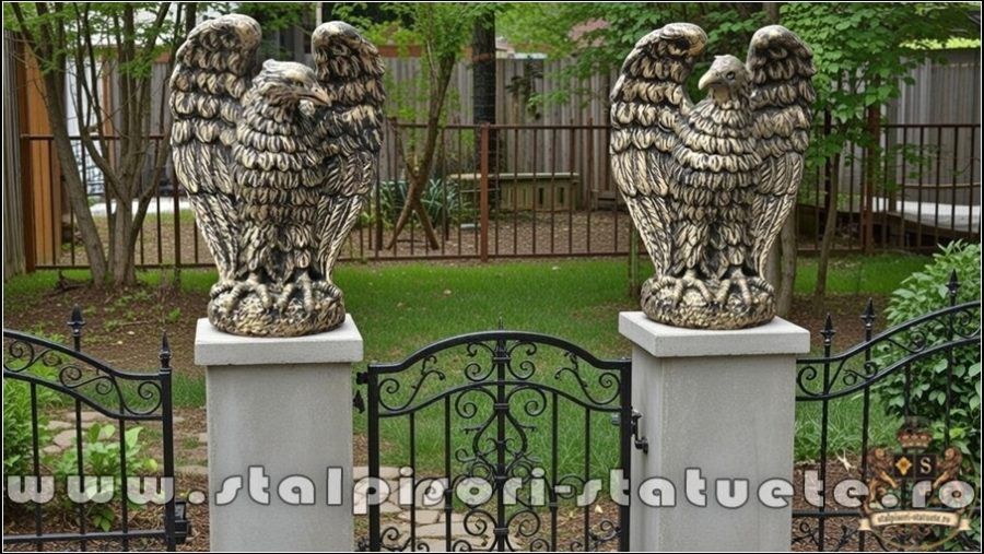 Statuetă vultur, acvilă, șoim, uliu, auriu patinat, model S13. (2)