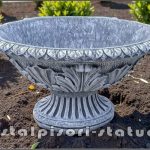 Vază mare, ornament stejar, gri antichizat, model V5.