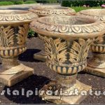 Vază ornament stejar cu picior, arămiu patinat, model V3.