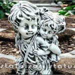 Statuetă copilași la joacă, gri patinat, model S18.