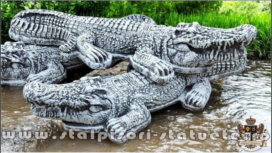 Statuetă crocodil, gri patinat, model S85. (2)
