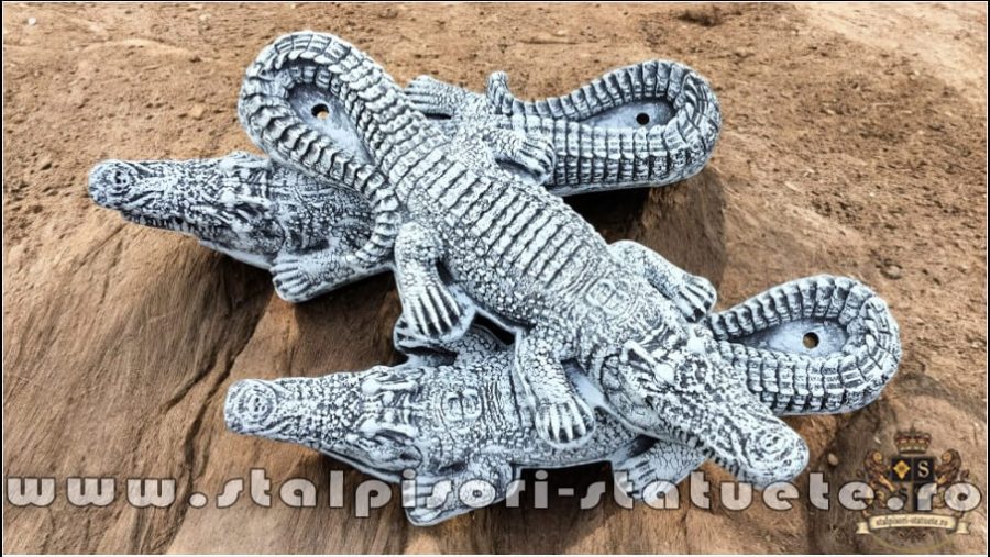 Statuetă crocodil, gri patinat, model S85. (4)