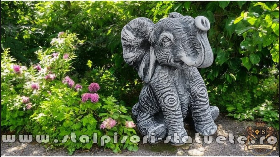 Statuetă elefant mic, gri patinat, model S62. (1)