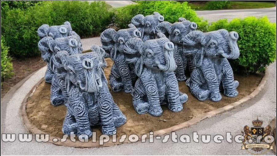 Statuetă elefant mic, gri patinat, model S62. (3)