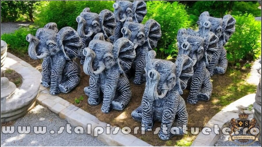 Statuetă elefant mic, gri patinat, model S62. (4)