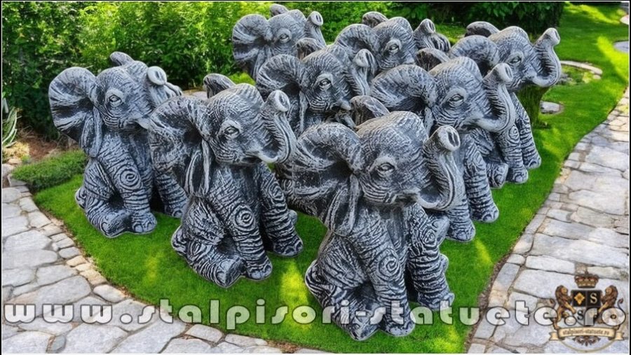 Statuetă elefant mic, gri patinat, model S62. (5)