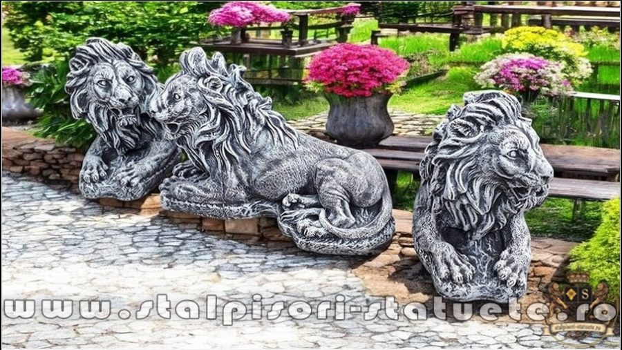 Statuetă leu mic culcat, gri patinat, model S56. (5)