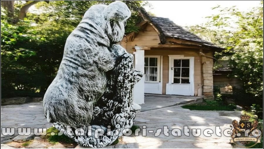 Statuetă porc mistrete, gri patinat, model S80. (3)