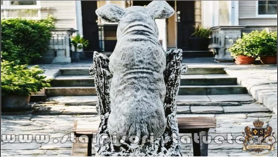 Statuetă porc mistrete, gri patinat, model S80. (5)