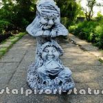 Statuetă troli pe ciupercă, arămiu patinat, model S61.