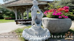 Fântană arteziană scoică mare, alb marmorat, model F6 (1).