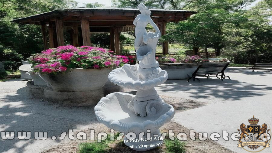 Fântană arteziană scoică mare, alb marmorat, model F6. A (4)