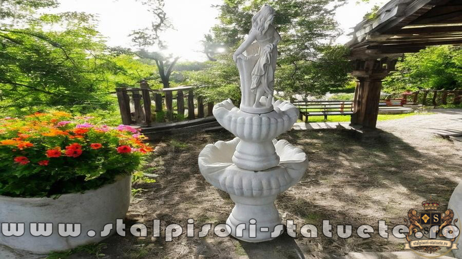 Fântană arteziană scoică mare, alb marmorat, model F6. A (5)