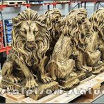 Set 4 statuete leu în șezut, auriu patinat, model S46.