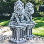 Set statuete leu cu socluri, gri patinat, model S46-S64.