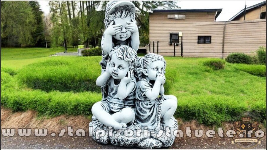 Statuetă legea tăcerii, gri patinat, model S86. (1)