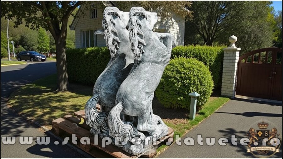 Set doi cai mari, gri patinat, model S37. (3)