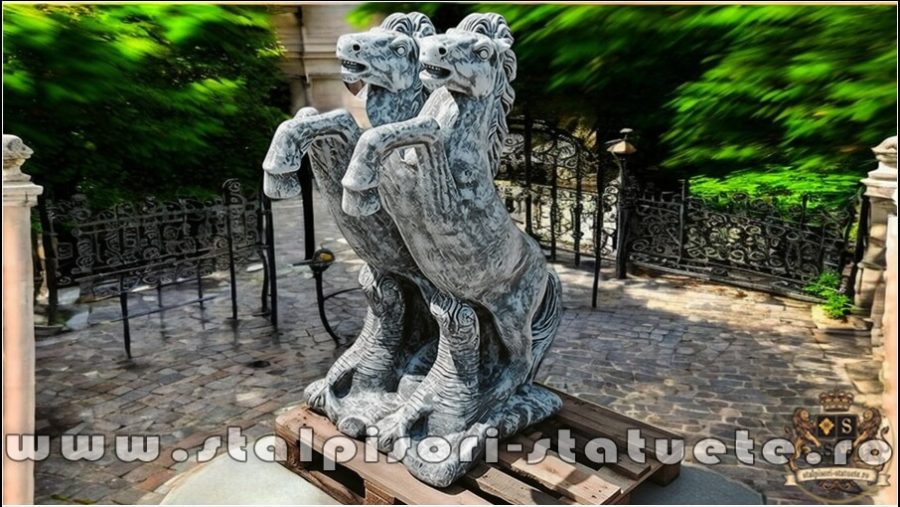 Set doi cai mari, gri patinat, model S37. (4)