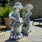 Set două statuete grădinari, gri patinat, model S90.