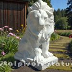 Statuetă leu în șezut, alb marmorat, model S46.