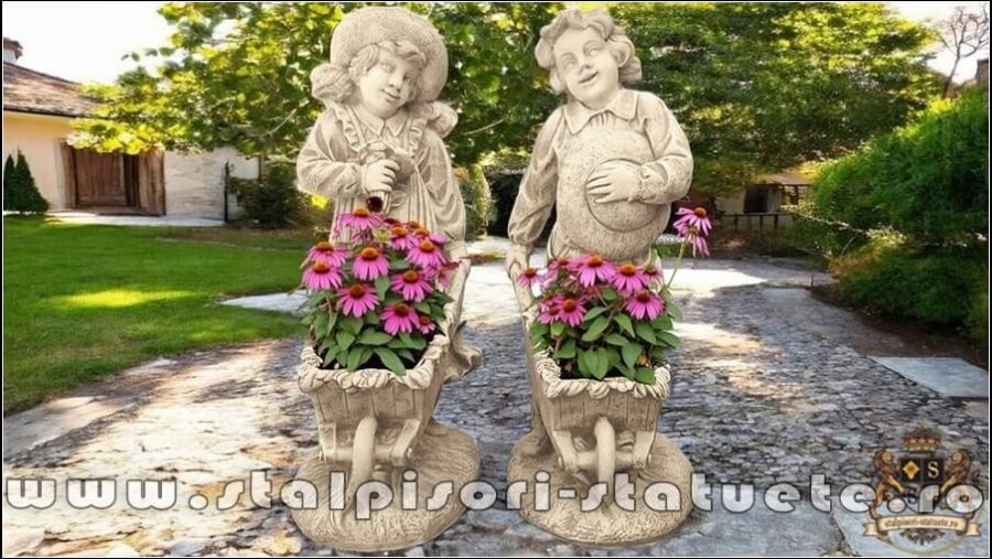 Set grădinari cu roabe, maro antichizat, model J6, J7. (1)