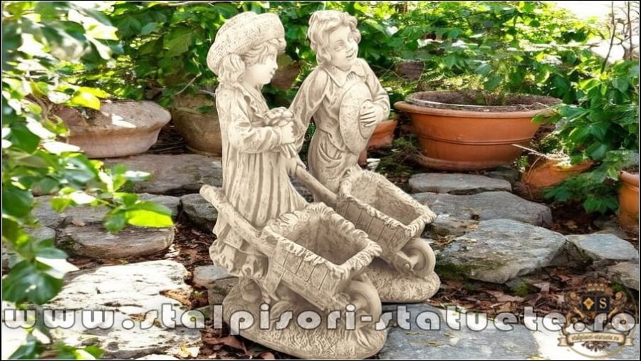 Set grădinari cu roabe, maro antichizat, model J6, J7. (3)