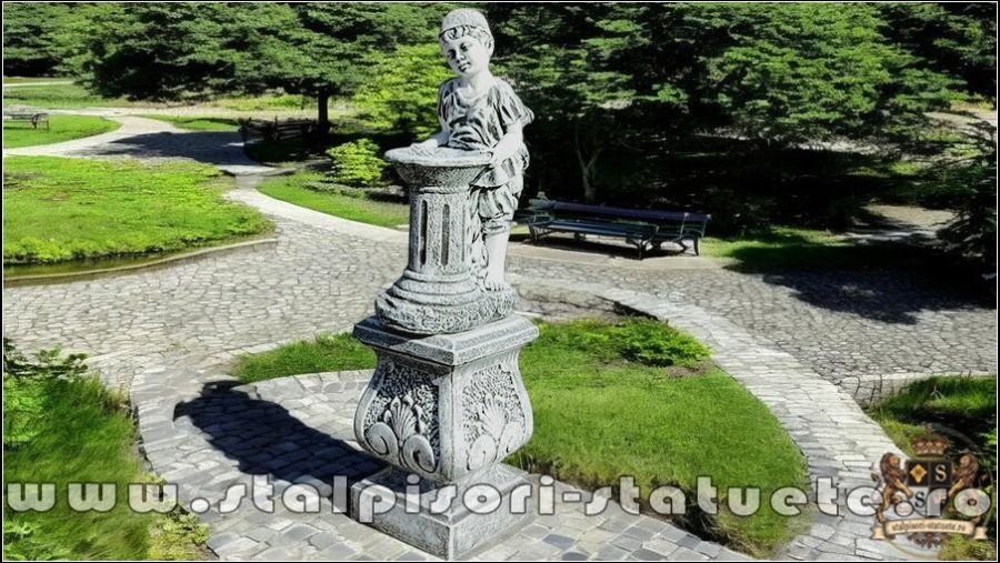 Set stativ cu copil la cișmea, gri patinat, model S27-S93. (1)