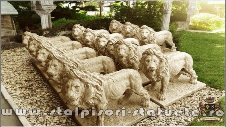 Statuetă leu mare în picioare, galben antichizat, model S33. (5)