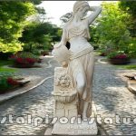 Statuetă țărăncuța la cișmea, galben patinat, model S51.