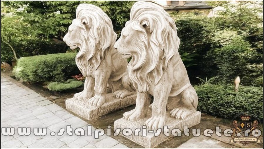 Statuetă leu în șezut, galben patinat, model S46. (3)