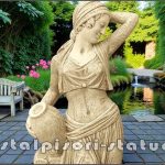 Statuetă țărăncuța la cișmea, galben patinat, model S51.