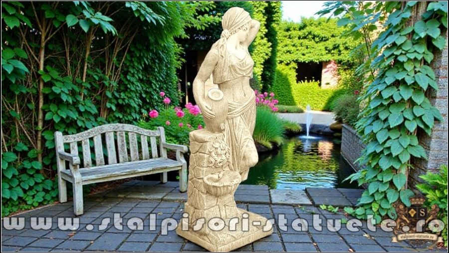 Statuetă țărăncuța la cișmea, galben patinat, model S51. (3)