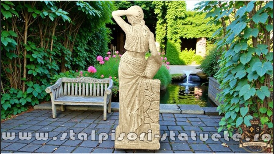 Statuetă țărăncuța la cișmea, galben patinat, model S51. (5)