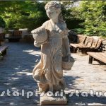 Statuetă fata cu coșulețe, galben patinat, model S23.