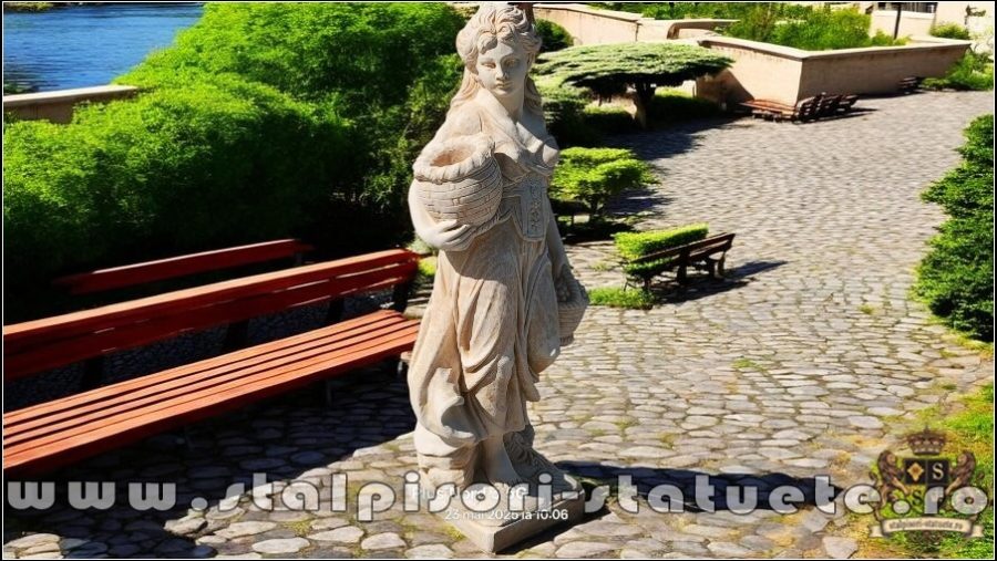 Statueta fata cu cosulete, maro antichizat, model S23 (3)