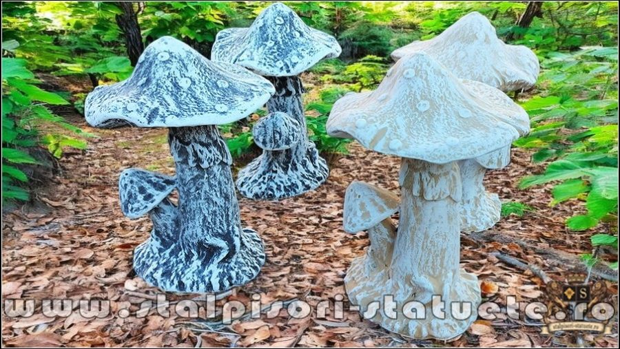 Ciupercă decorativă, gri și maro patinat, model S17. (3)