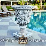 Vază ornament cu picior, gri patinat, model V1.