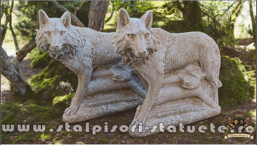 Statuetă animal lup, galben antichizat, model S78. (1)